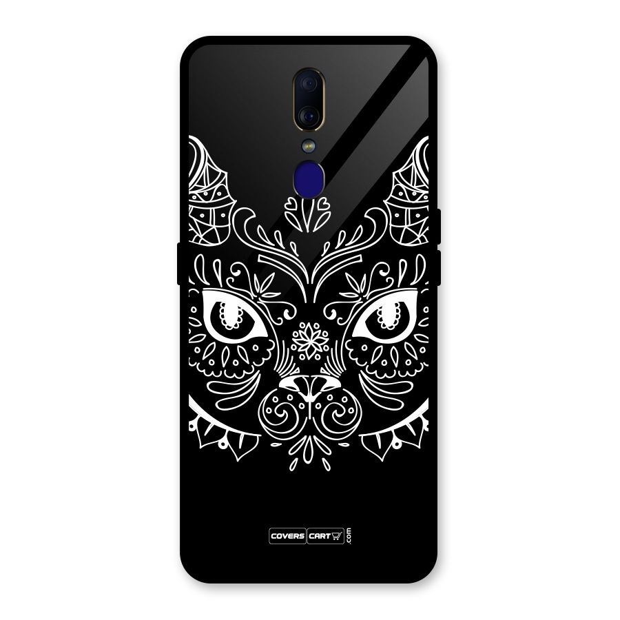 Ethnic Cat Design Glass Back Case for Oppo F11