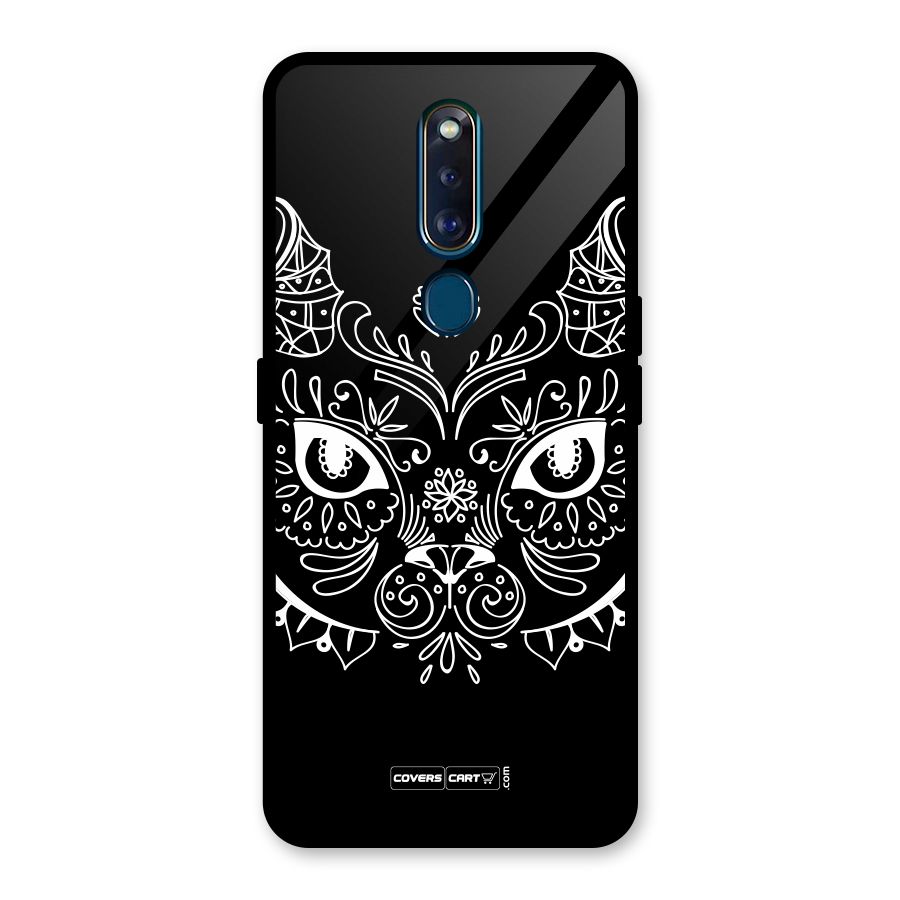 Ethnic Cat Design Glass Back Case for Oppo F11 Pro