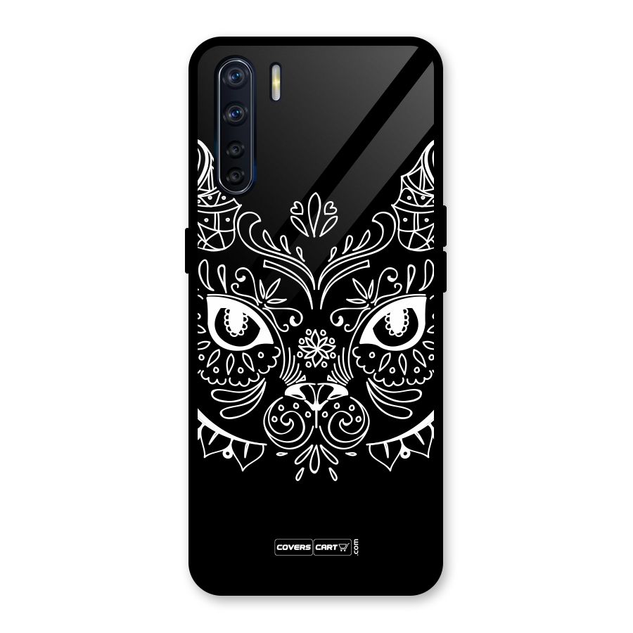 Ethnic Cat Design Glass Back Case for Oppo F15
