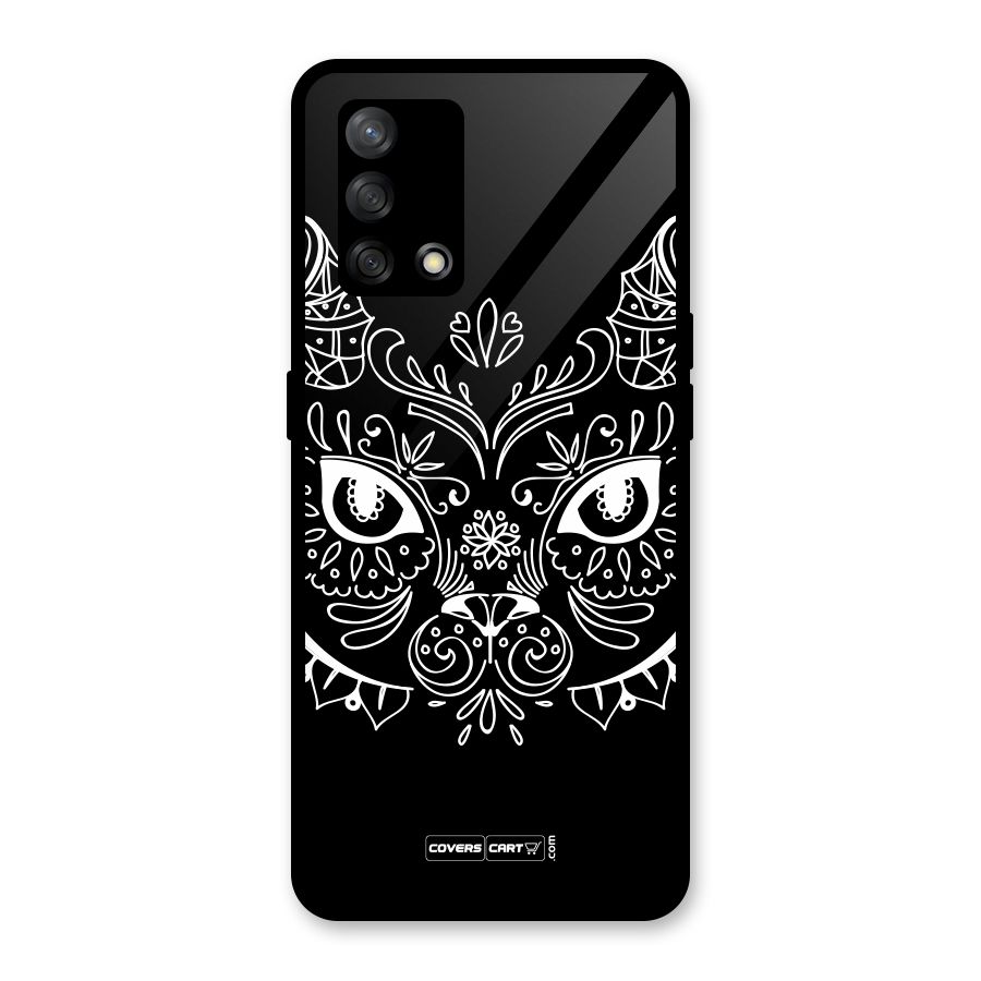 Ethnic Cat Design Glass Back Case for Oppo F19