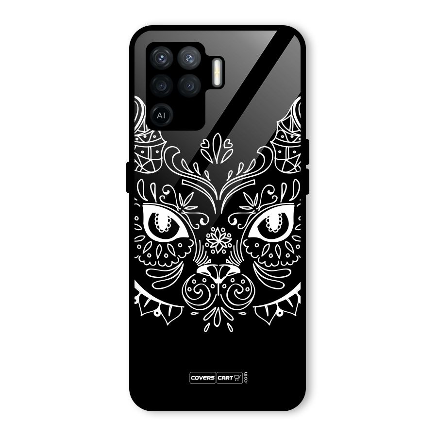 Ethnic Cat Design Glass Back Case for Oppo F19 Pro