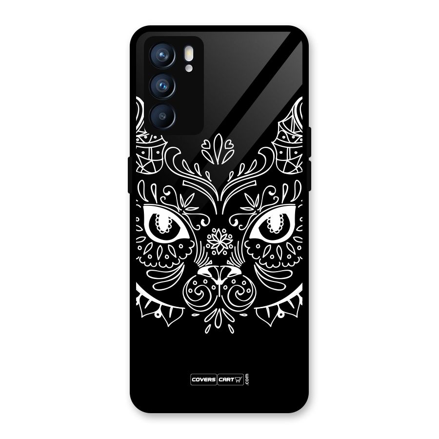Ethnic Cat Design Glass Back Case for Oppo Reno6 5G