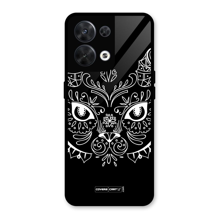 Ethnic Cat Design Glass Back Case for Oppo Reno8 5G