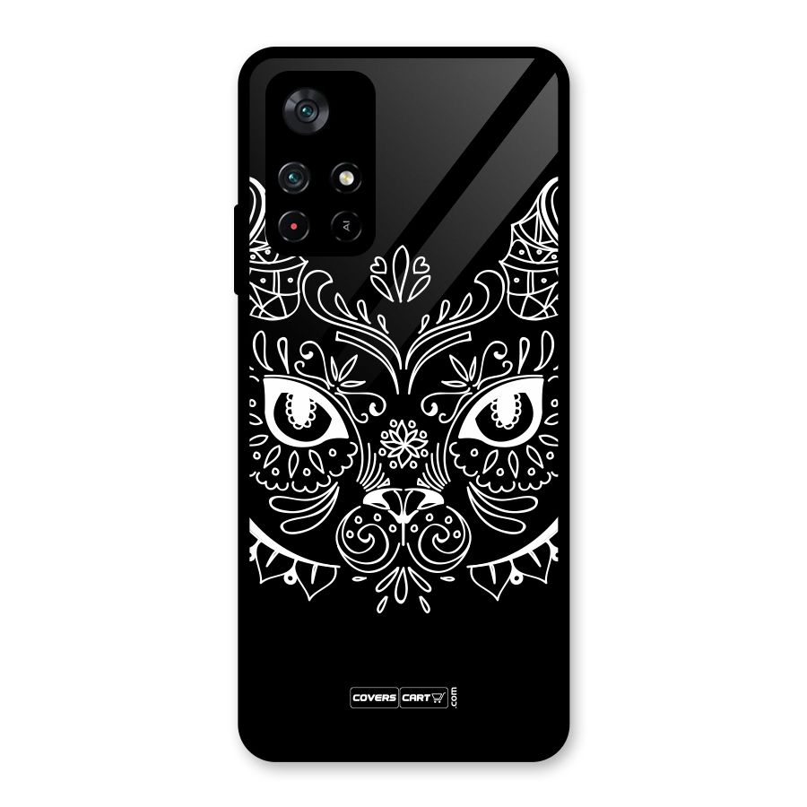 Ethnic Cat Design Glass Back Case for Poco M4 Pro 5G