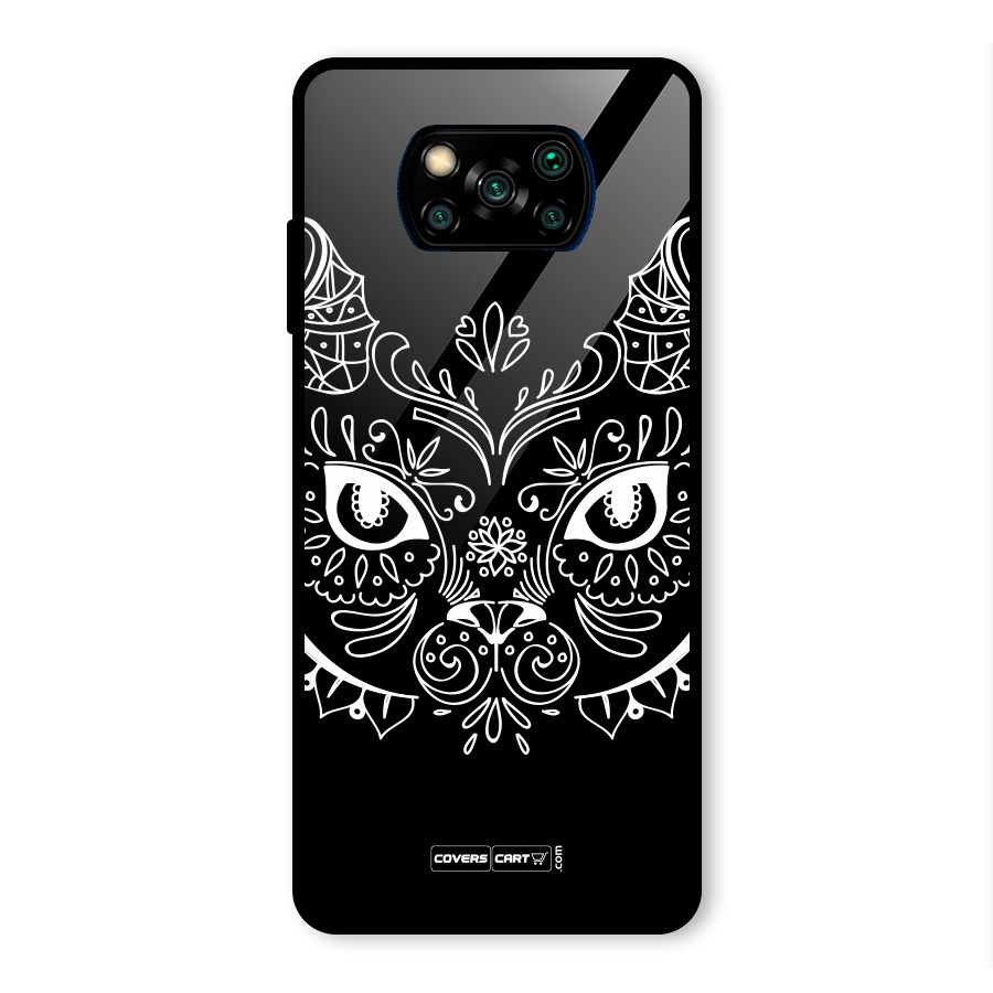Ethnic Cat Design Glass Back Case for Poco X3 Pro