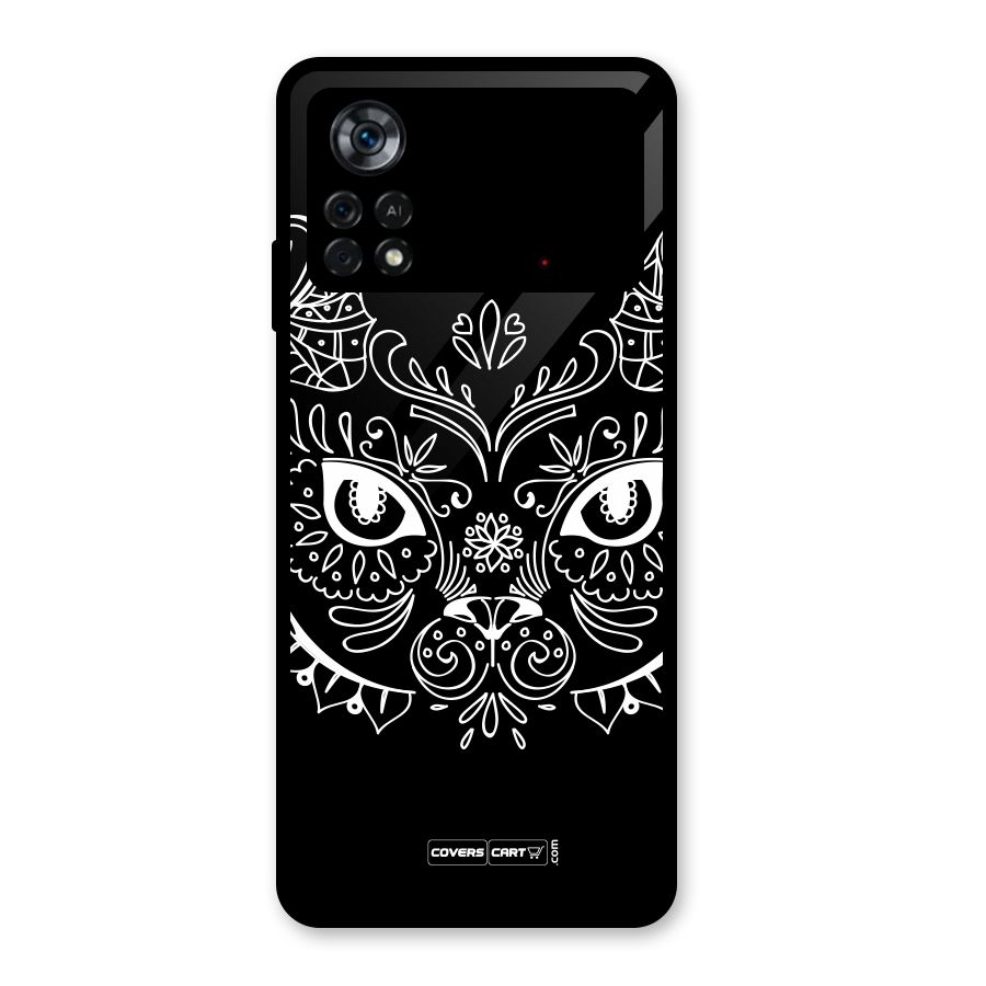 Ethnic Cat Design Glass Back Case for Poco X4 Pro 5G