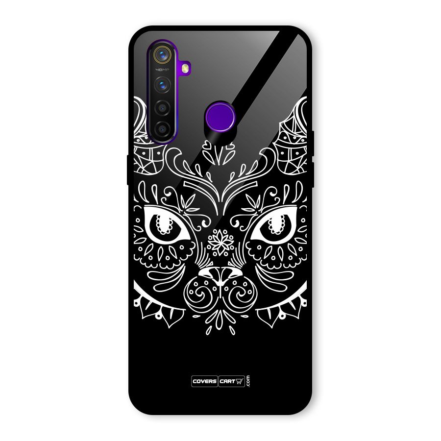 Ethnic Cat Design Glass Back Case for Realme 5 Pro