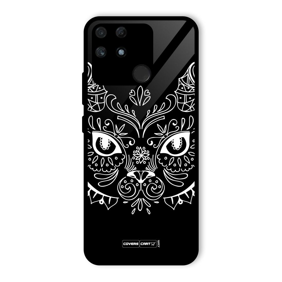 Ethnic Cat Design Glass Back Case for Realme Narzo 50A
