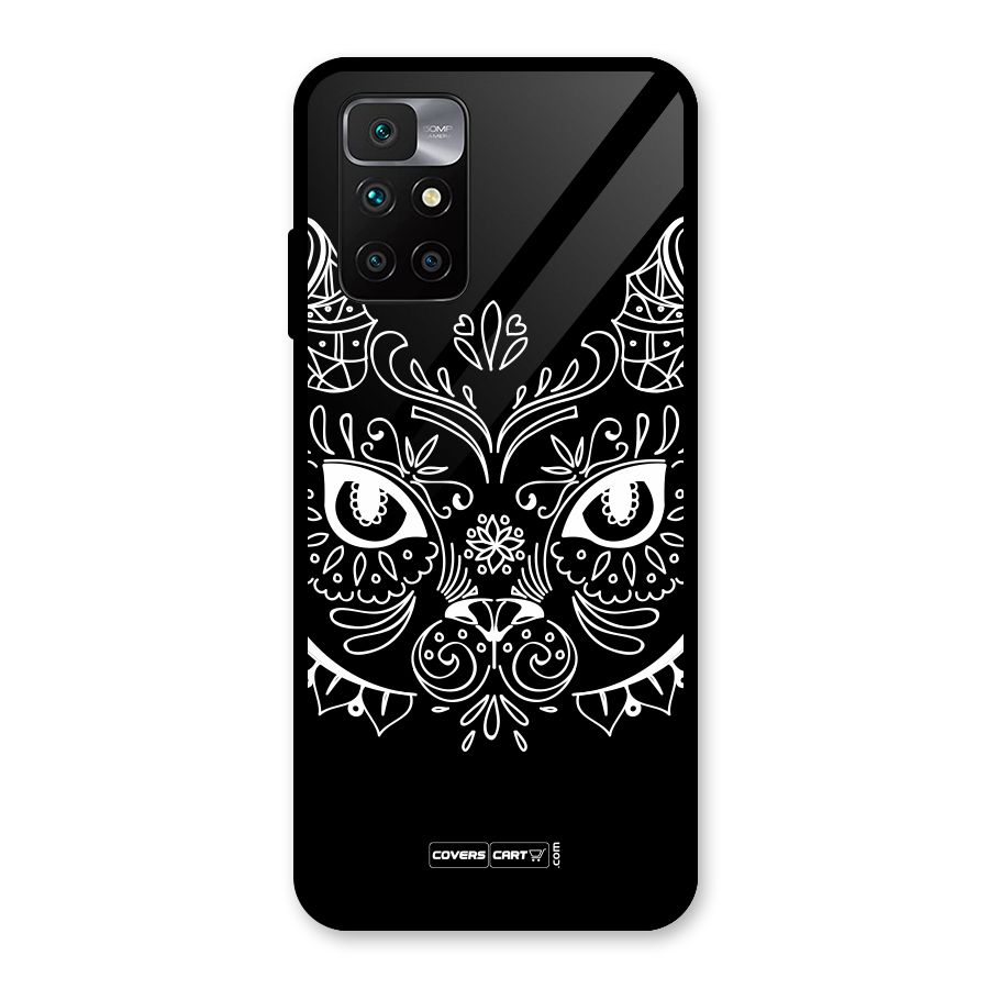 Ethnic Cat Design Glass Back Case for Redmi 10 Prime