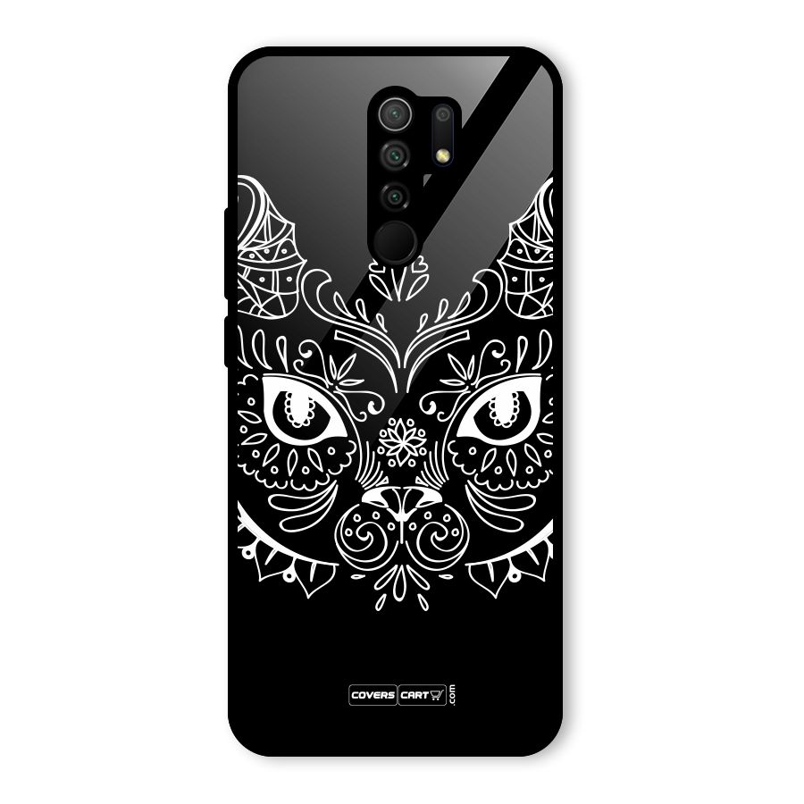 Ethnic Cat Design Glass Back Case for Redmi 9 Prime