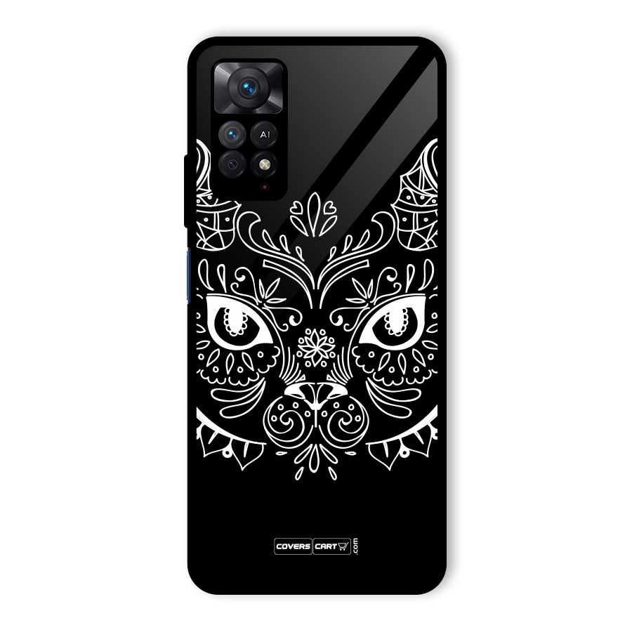 Ethnic Cat Design Glass Back Case for Redmi Note 11 Pro