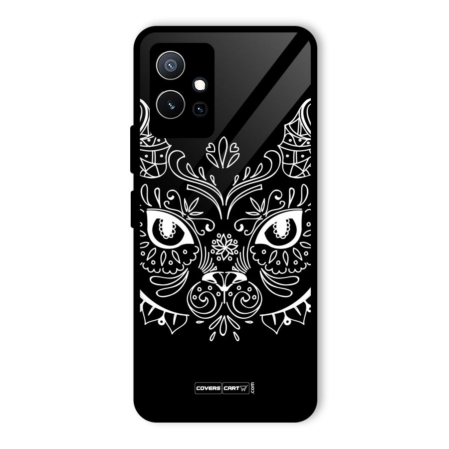 Ethnic Cat Design Glass Back Case for Vivo T1 5G
