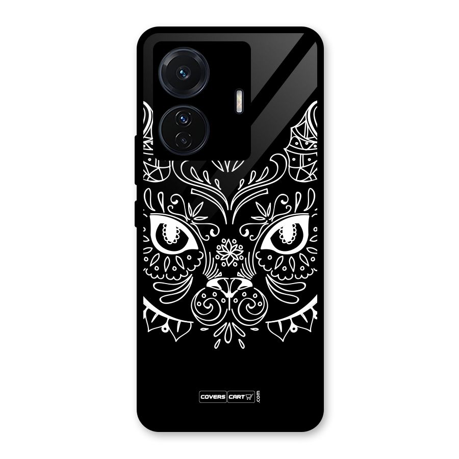 Ethnic Cat Design Glass Back Case for Vivo T1 Pro