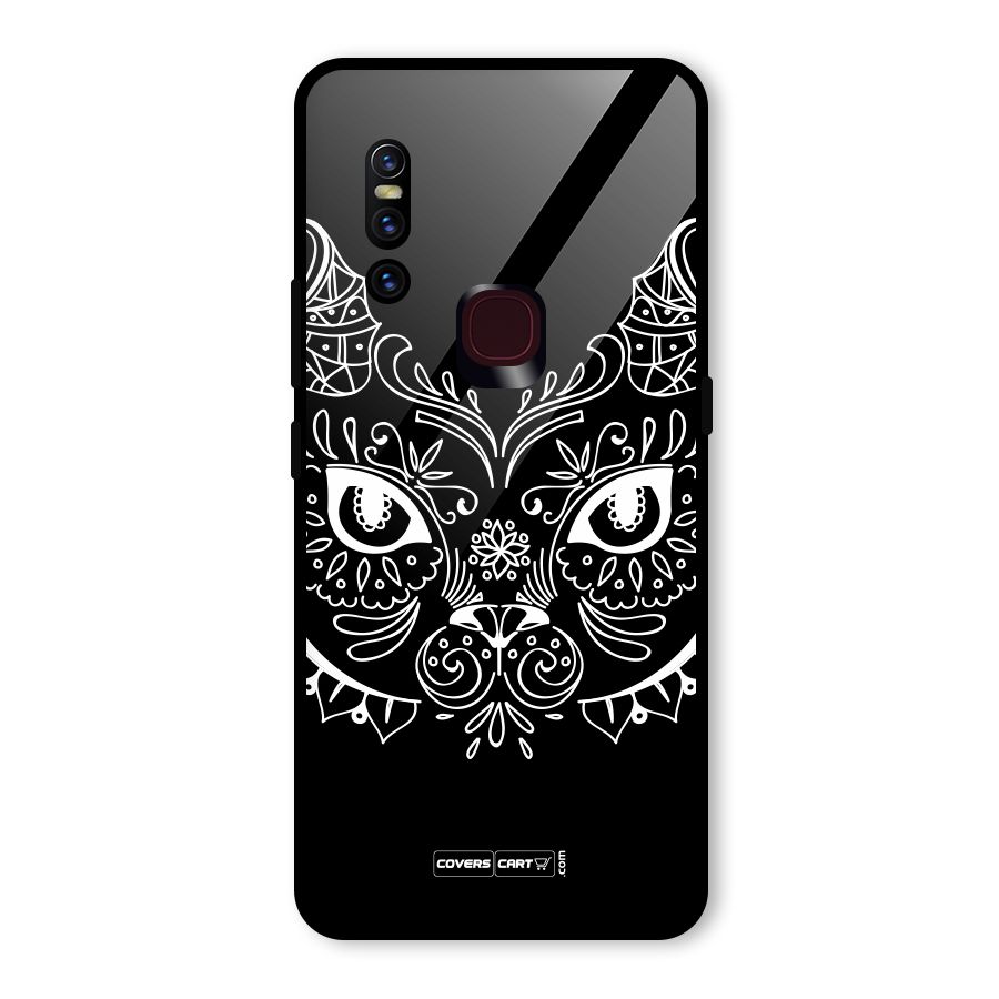 Ethnic Cat Design Glass Back Case for Vivo V15