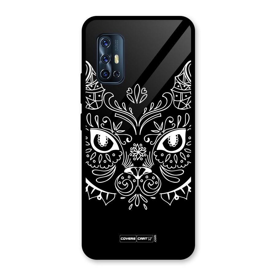 Ethnic Cat Design Glass Back Case for Vivo V17