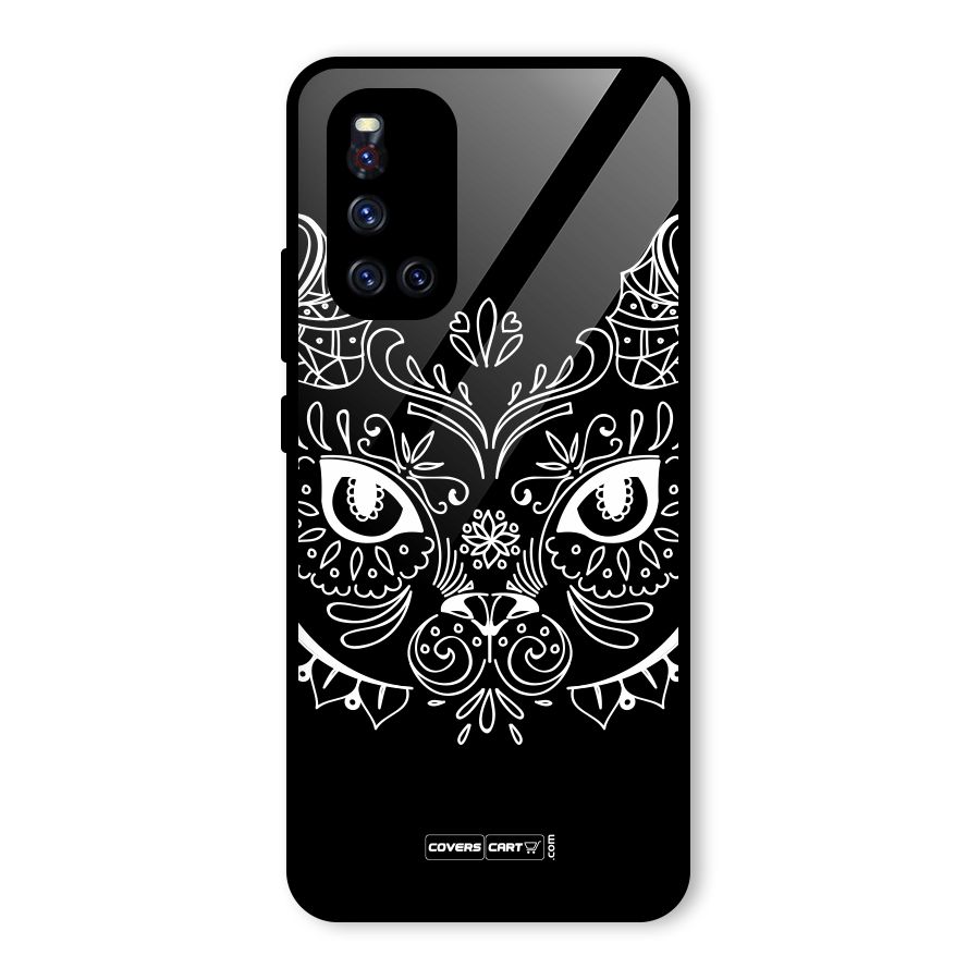 Ethnic Cat Design Glass Back Case for Vivo V19