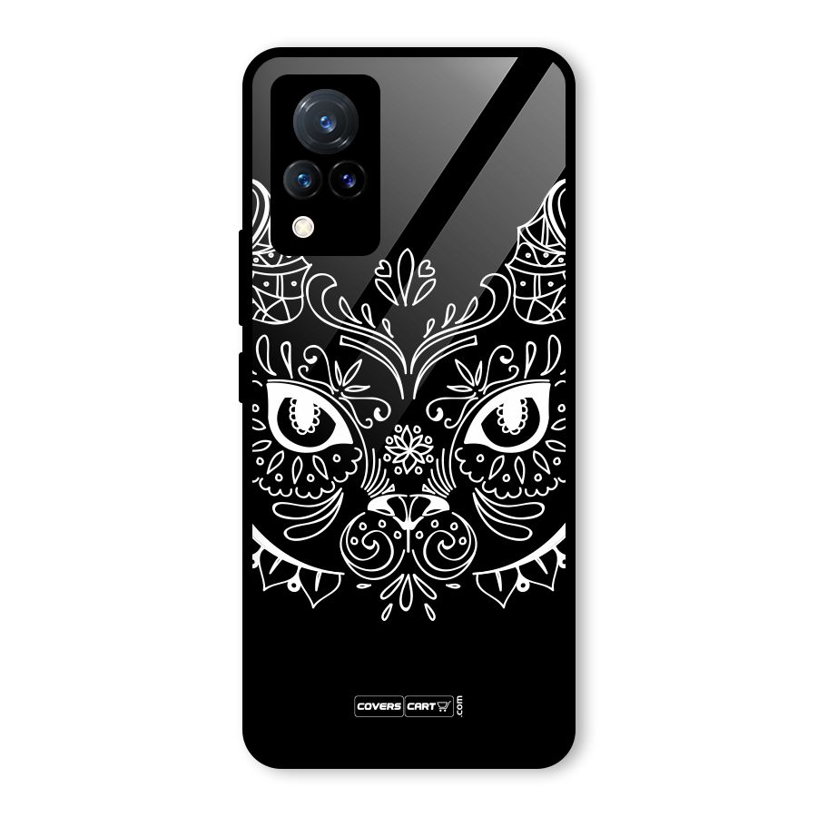 Ethnic Cat Design Glass Back Case for Vivo V21 5G