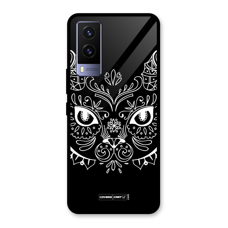 Ethnic Cat Design Glass Back Case for Vivo V21e 5G