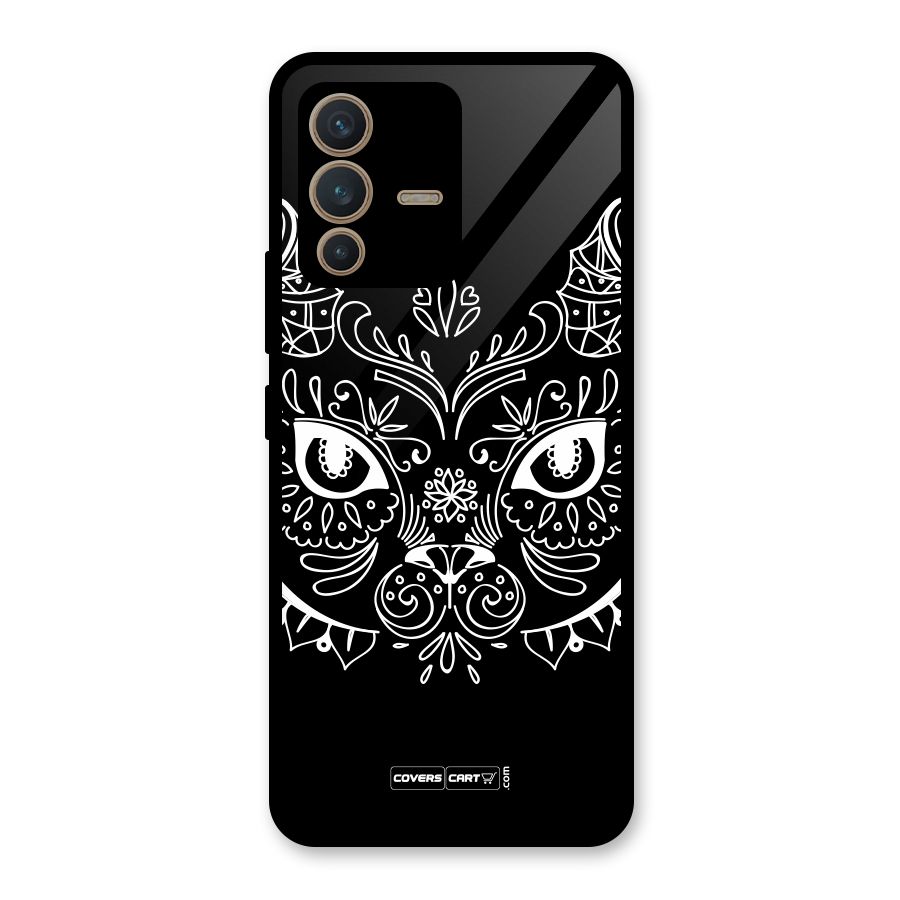 Ethnic Cat Design Glass Back Case for Vivo V23 5G