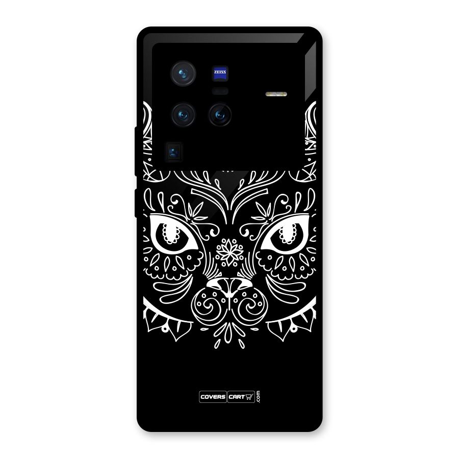 Ethnic Cat Design Glass Back Case for Vivo X80 Pro