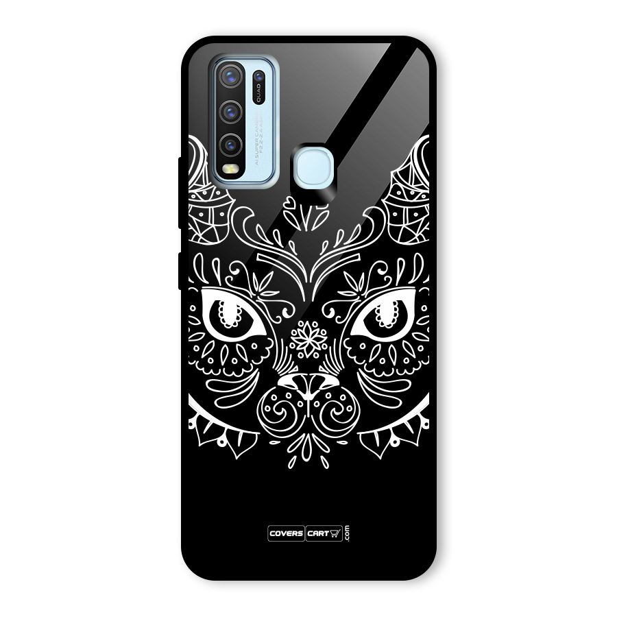 Ethnic Cat Design Glass Back Case for Vivo Y30