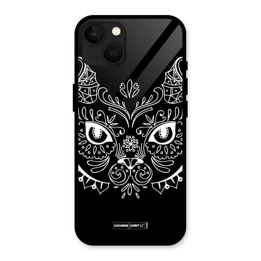 Ethnic Cat Design Glass Back Case for iPhone 13