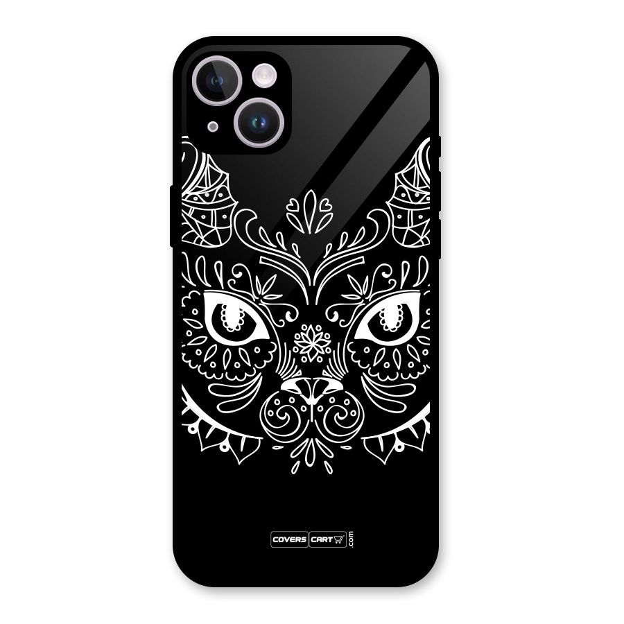 Ethnic Cat Design Glass Back Case for iPhone 14 Plus