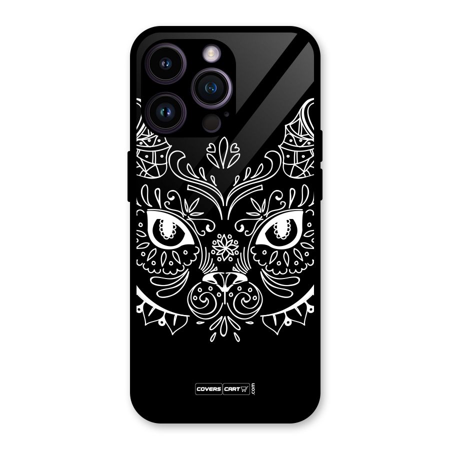 Ethnic Cat Design Glass Back Case for iPhone 14 Pro Max