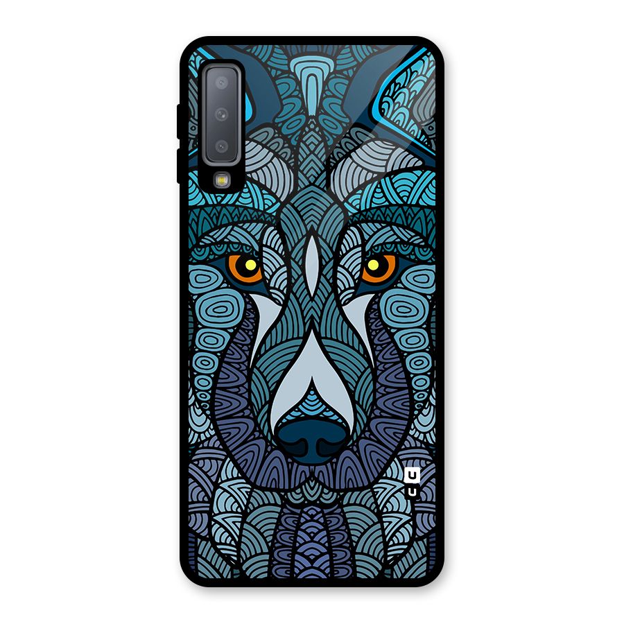 Ethnic Wolf Art Illustration Glass Back Case for Galaxy A7 (2018)