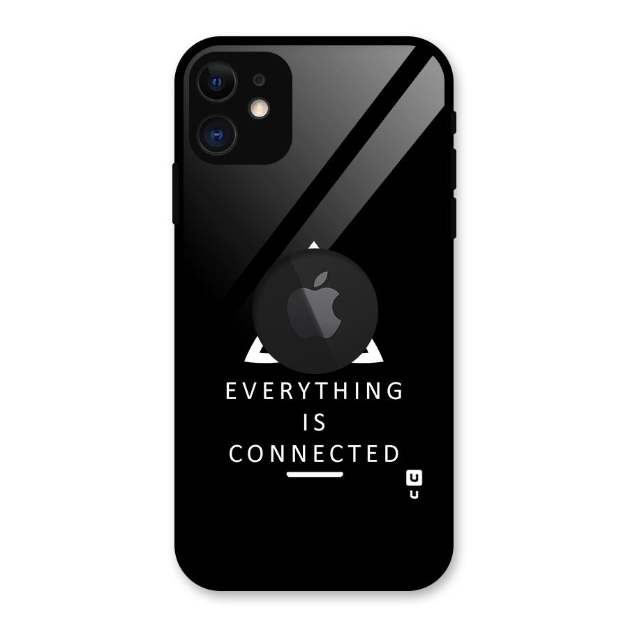 Everything is Connected Typography Glass Back Case for iPhone 11 Logo Cut