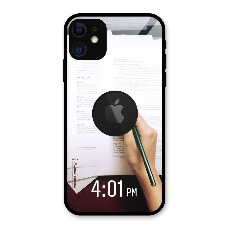 Exam Time Blues Glass Back Case for iPhone 11 Logo Cut