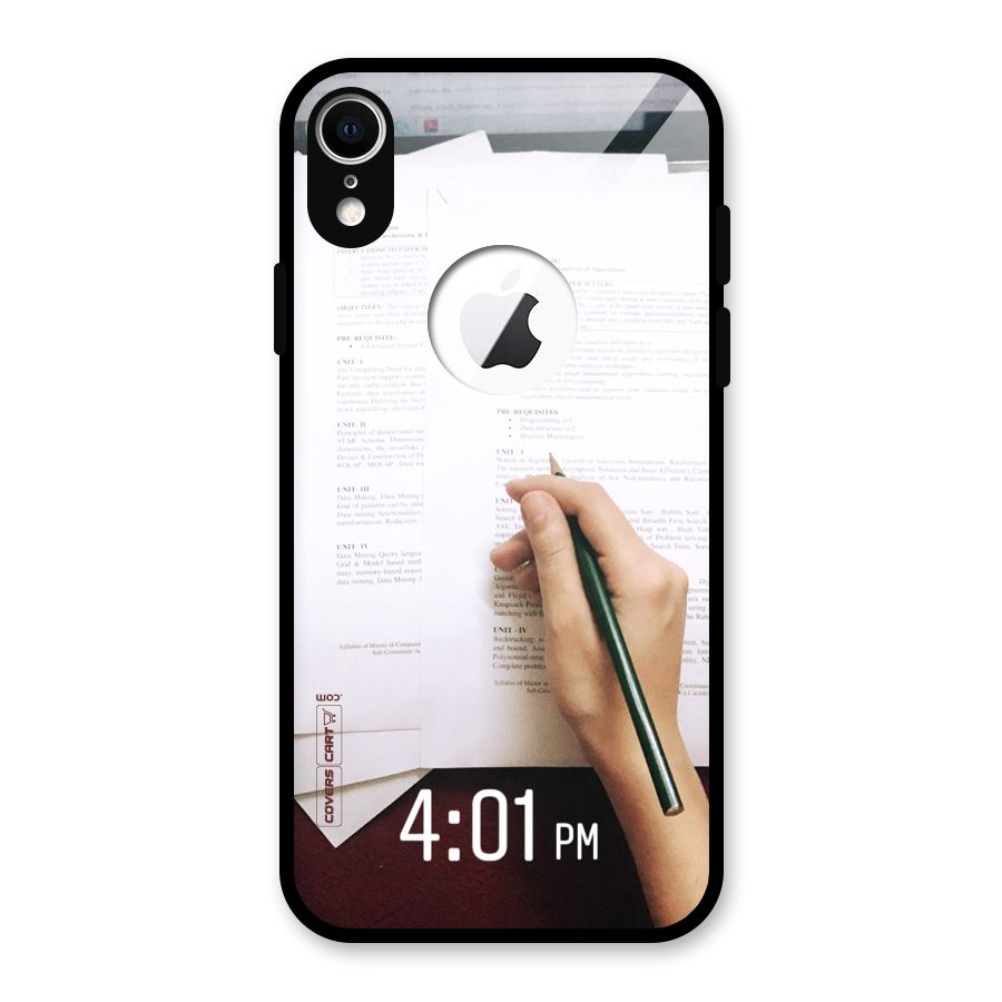 Exam Time Blues Glass Back Case for iPhone XR Logo Cut