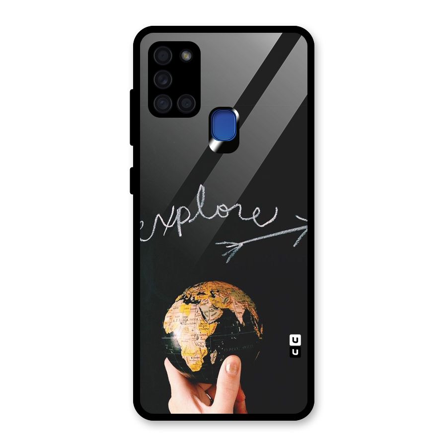 Explore World Glass Back Case for Galaxy A21s