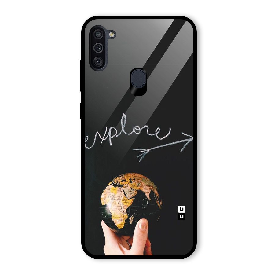 Explore World Glass Back Case for Galaxy M11
