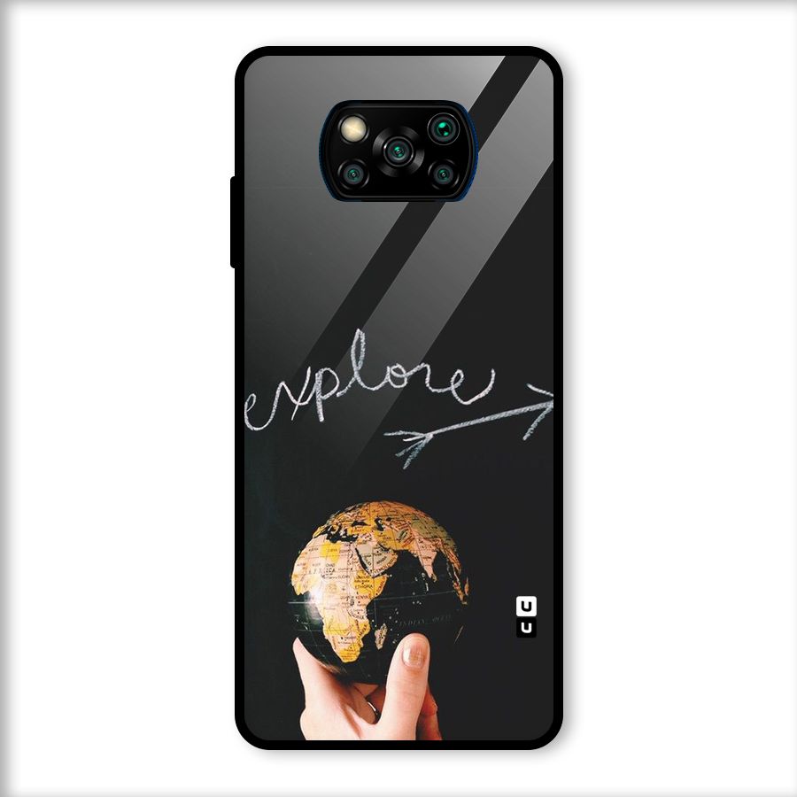 Explore World Glass Back Case for Poco X3