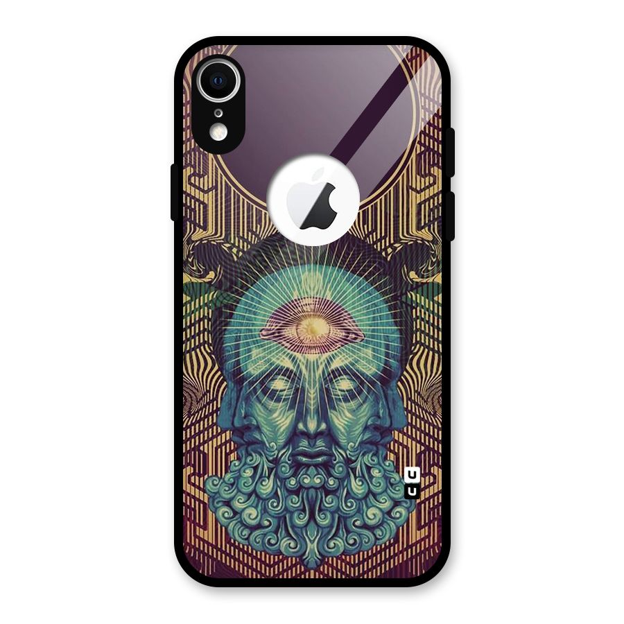 Eye Design Glass Back Case for iPhone XR Logo Cut