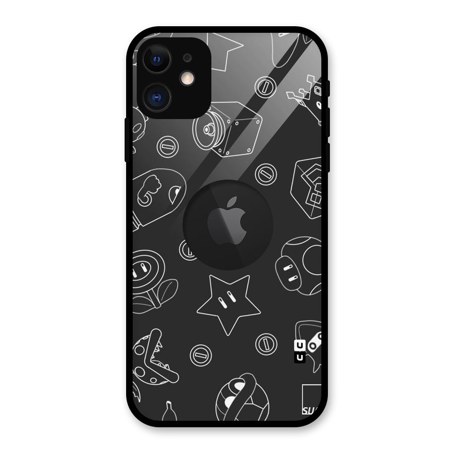 Face Mishchief Glass Back Case for iPhone 11 Logo Cut
