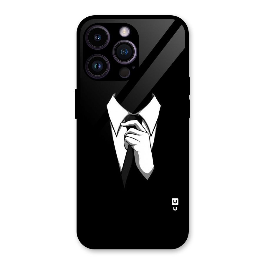 Faceless Gentleman Glass Back Case for iPhone 14 Pro Max