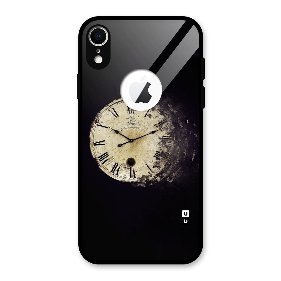 Fading Clock Glass Back Case for iPhone XR Logo Cut