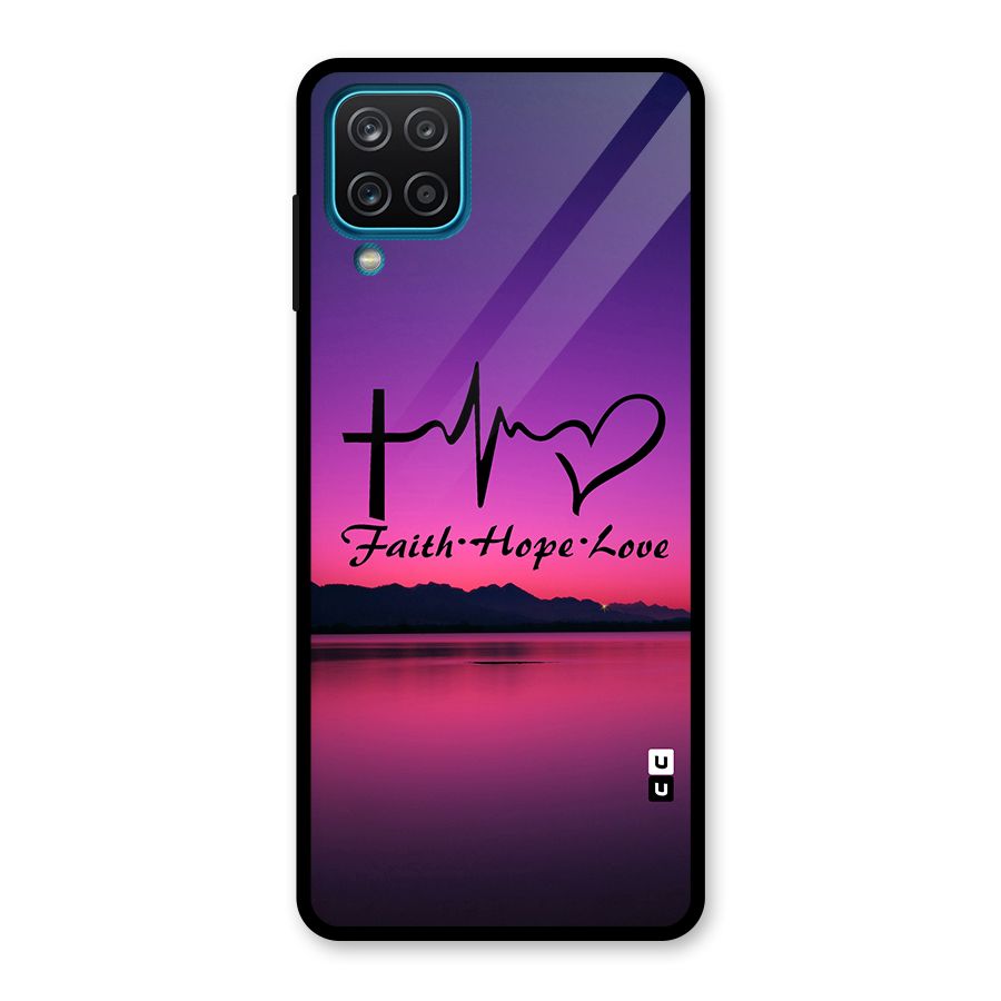 Faith Hope Love Evening Sky Glass Back Case for Galaxy A12