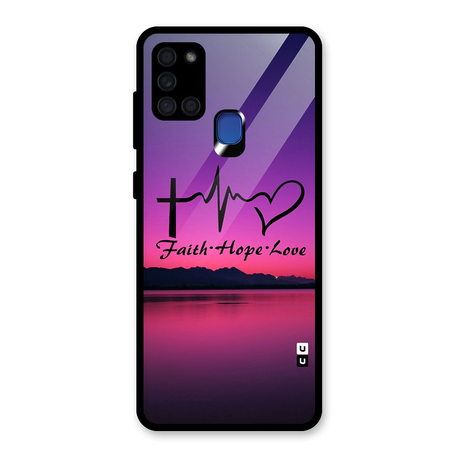 Faith Hope Love Evening Sky Glass Back Case for Galaxy A21s
