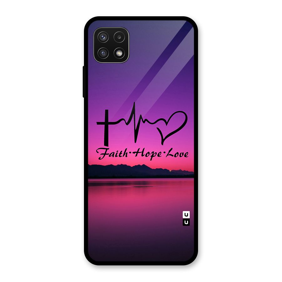 Faith Hope Love Evening Sky Glass Back Case for Galaxy A22 5G