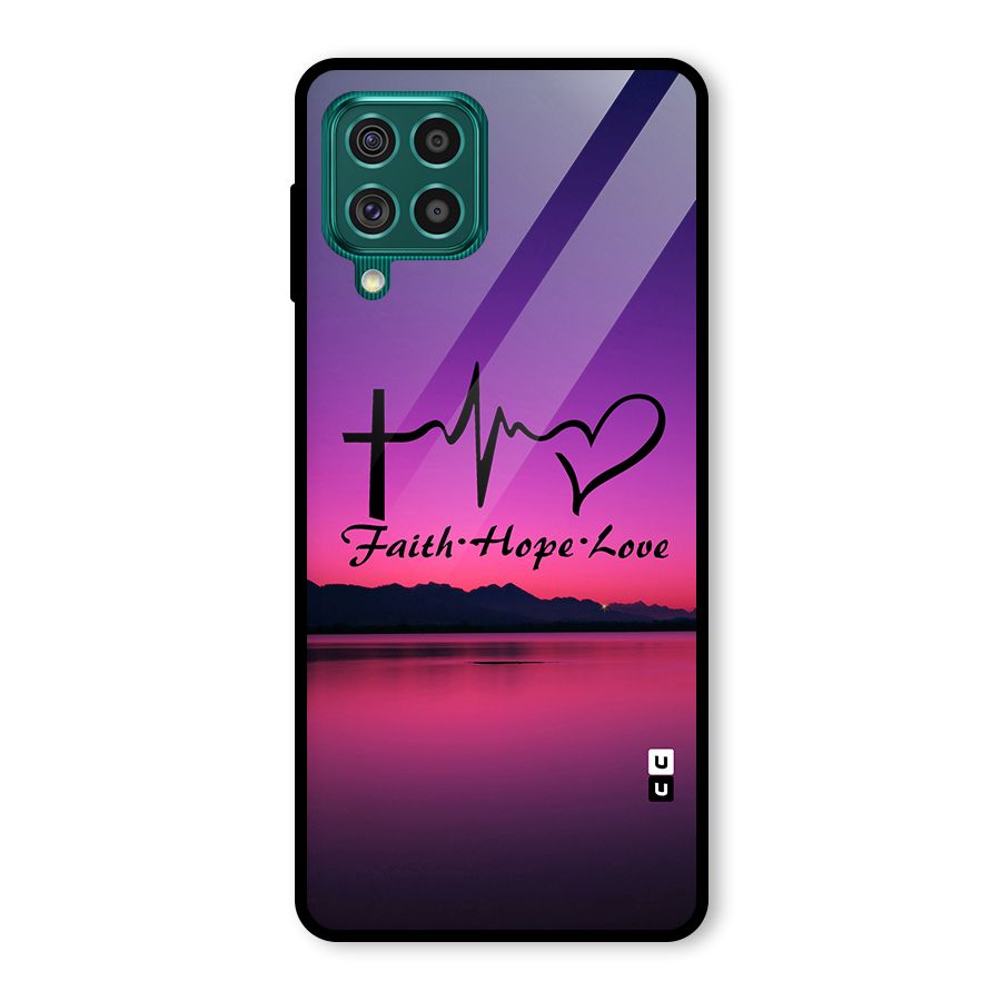 Faith Hope Love Evening Sky Glass Back Case for Galaxy F62