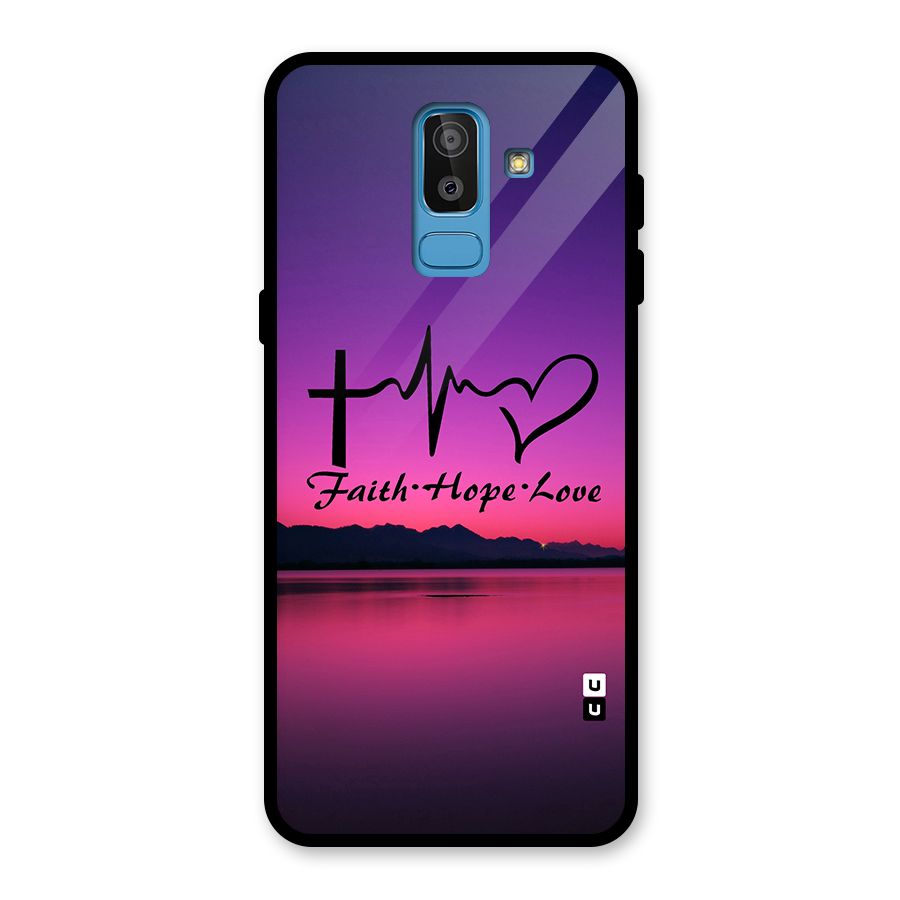 Faith Hope Love Evening Sky Glass Back Case for Galaxy J8