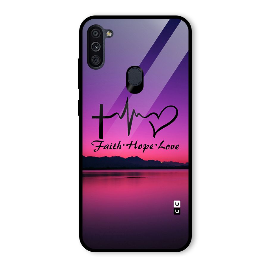 Faith Hope Love Evening Sky Glass Back Case for Galaxy M11