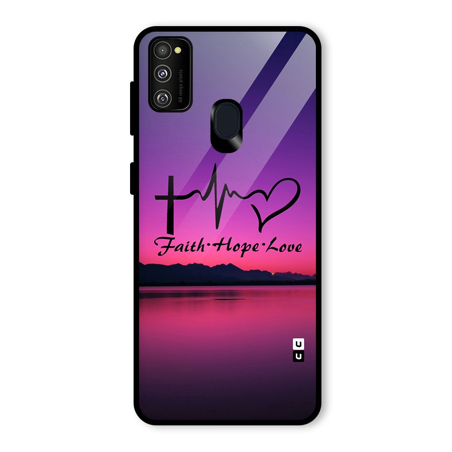 Faith Hope Love Evening Sky Glass Back Case for Galaxy M30s