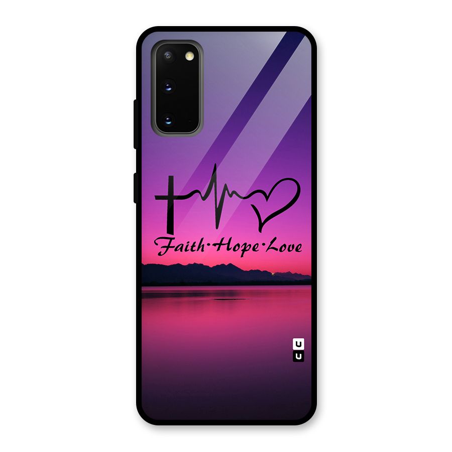 Faith Hope Love Evening Sky Glass Back Case for Galaxy S20