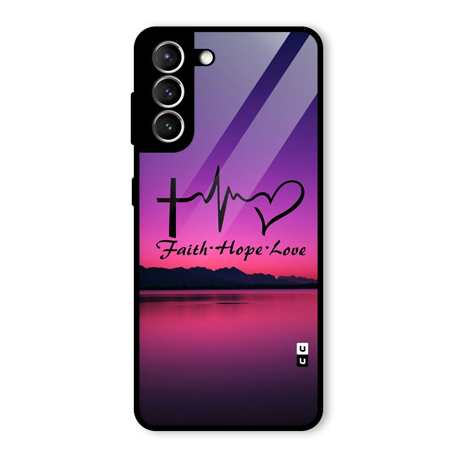 Faith Hope Love Evening Sky Glass Back Case for Galaxy S21 5G