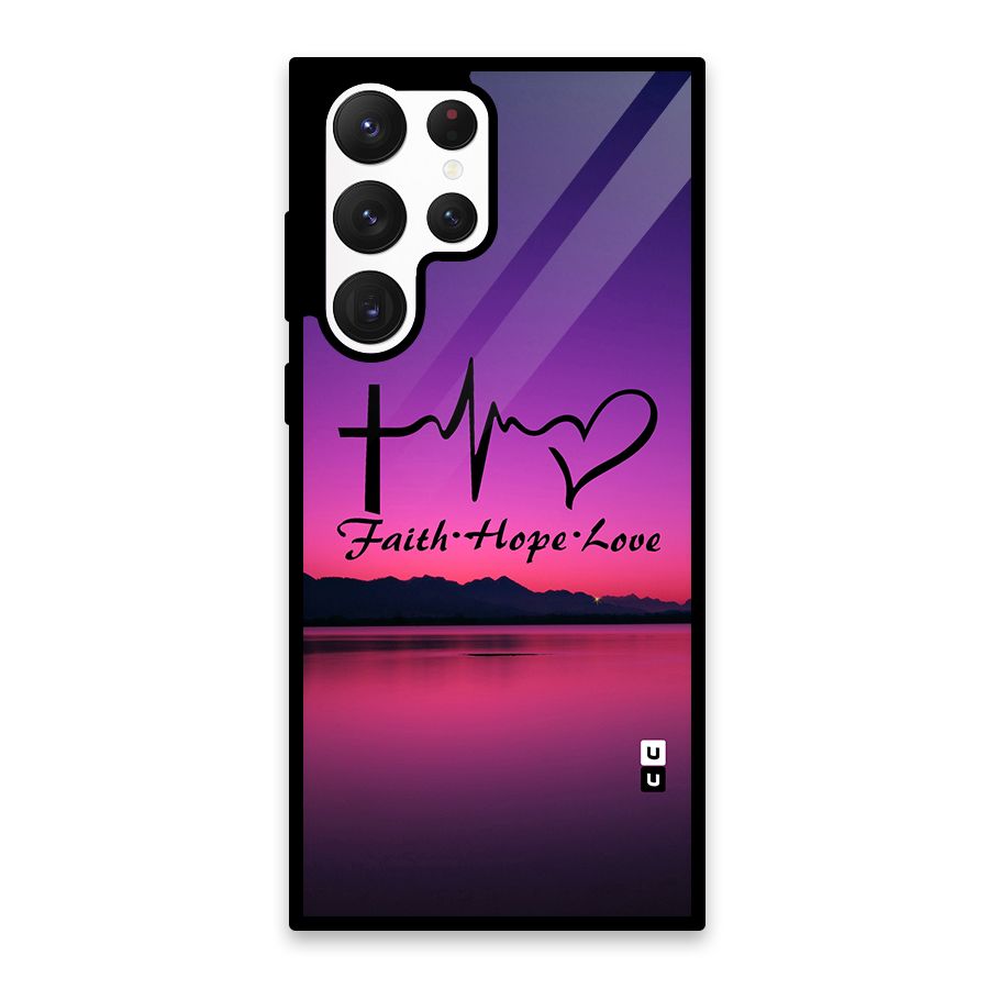 Faith Hope Love Evening Sky Glass Back Case for Galaxy S22 Ultra 5G