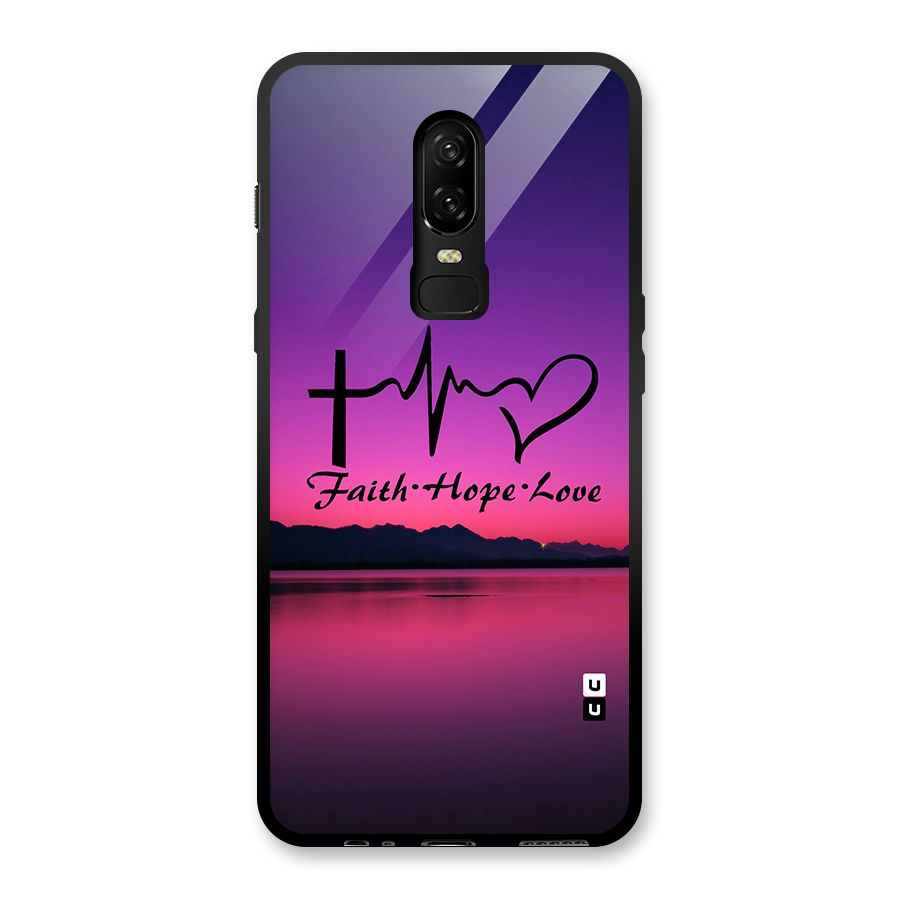 Faith Hope Love Evening Sky Glass Back Case for OnePlus 6